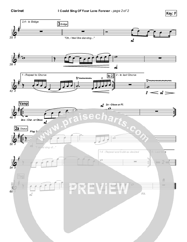 I Could Sing Of Your Love Forever Clarinet (Delirious / Passion)