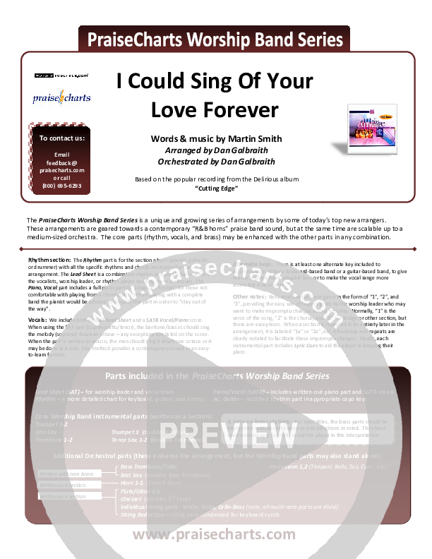 I Could Sing Of Your Love Forever Cover Sheet (Delirious / Passion)