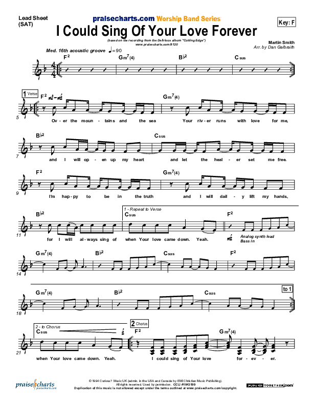 I Could Sing Of Your Love Forever Lead Sheet (Delirious / Passion)