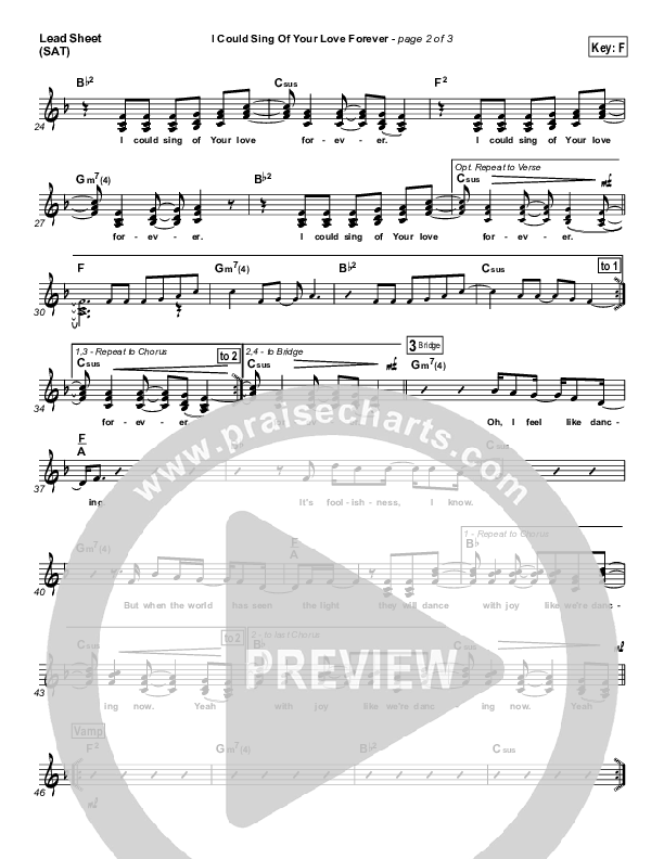 I Could Sing Of Your Love Forever Lead Sheet (Delirious / Passion)