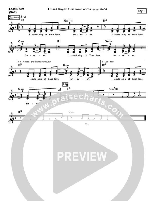 I Could Sing Of Your Love Forever Lead Sheet (Delirious / Passion)