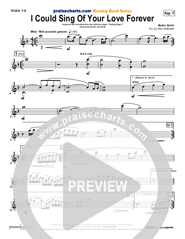 I Could Sing Of Your Love Forever Violin 1/2 (Delirious / Passion)