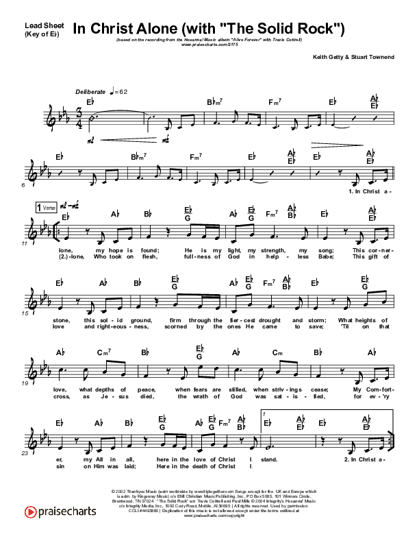 In Christ Alone Lead Sheet (Melody) (Travis Cottrell)