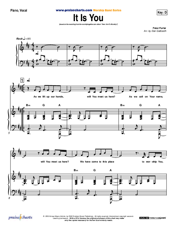 It Is You Piano/Vocal (Newsboys)