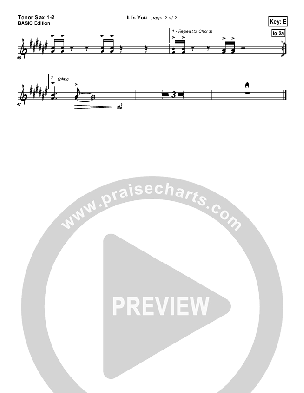 It Is You Tenor Sax 1/2 (Newsboys)