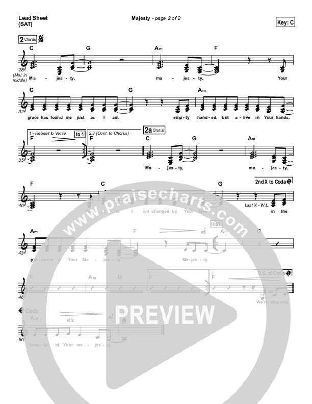 Majesty Lead Sheet (SAT) (Delirious)