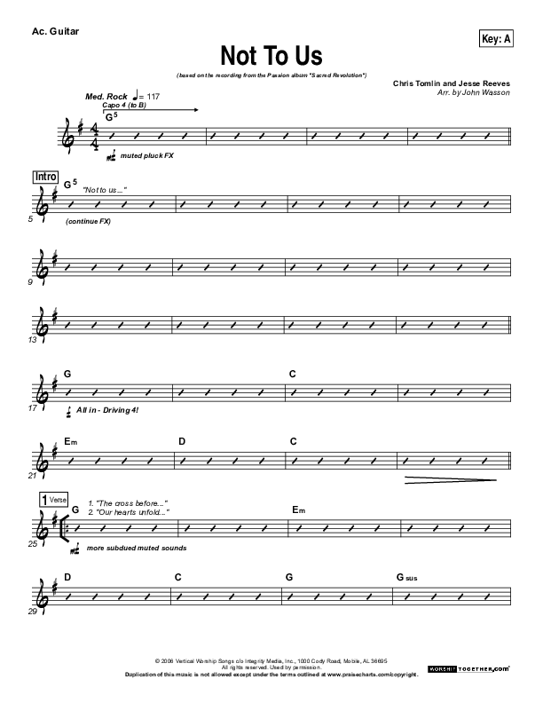 Not To Us Acoustic Guitar (Chris Tomlin / Passion)