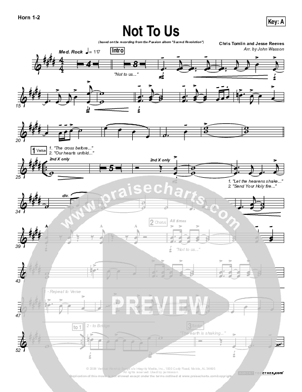 Not To Us French Horn 1/2 (Chris Tomlin / Passion)