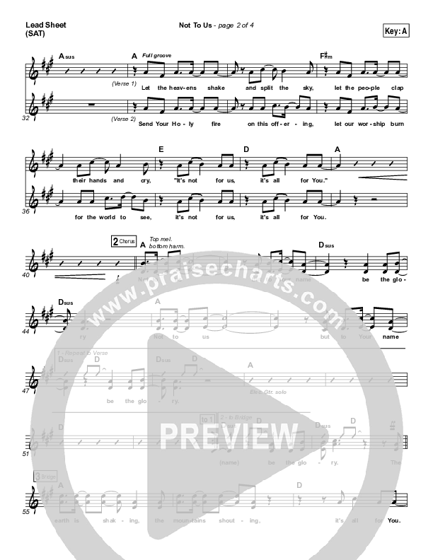 Not To Us Lead Sheet (SAT) (Chris Tomlin / Passion)