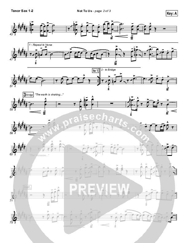 Not To Us Tenor Sax 1/2 (Chris Tomlin / Passion)