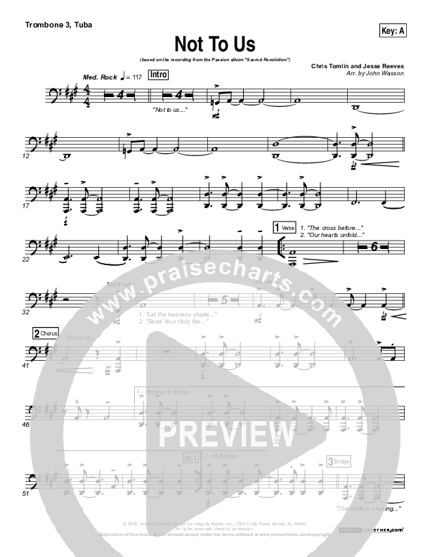 Not To Us Trombone 3/Tuba (Chris Tomlin / Passion)