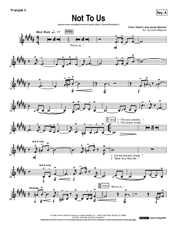 Not To Us Trumpet 3 (Chris Tomlin / Passion)