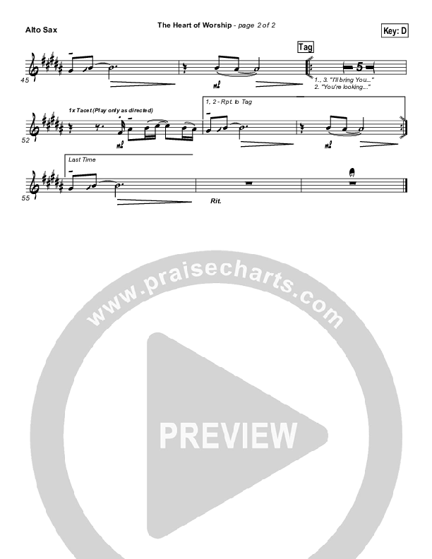 The Heart Of Worship Alto Sax (Matt Redman)