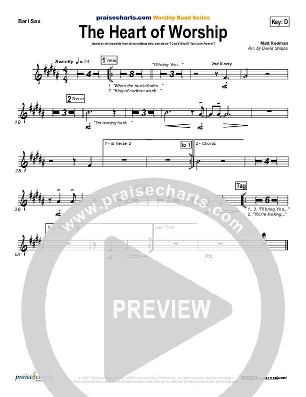 The Heart Of Worship Bari Sax (Matt Redman)