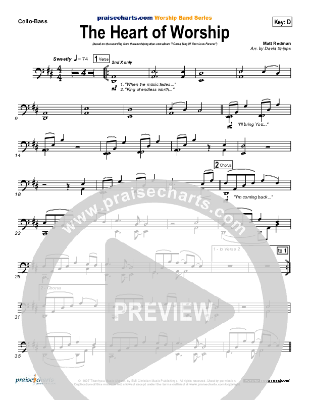 The Heart Of Worship Cello/Bass (Matt Redman)