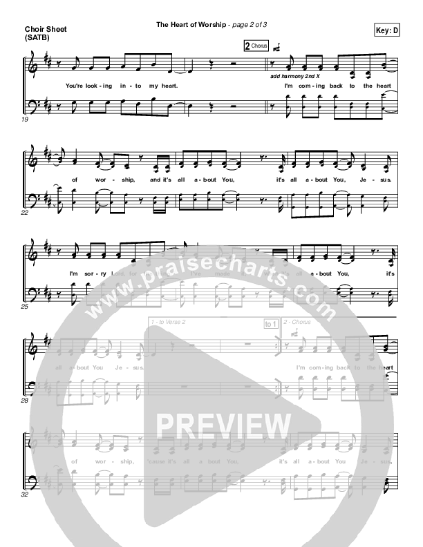 The Heart Of Worship Choir Sheet (SATB) (Matt Redman)