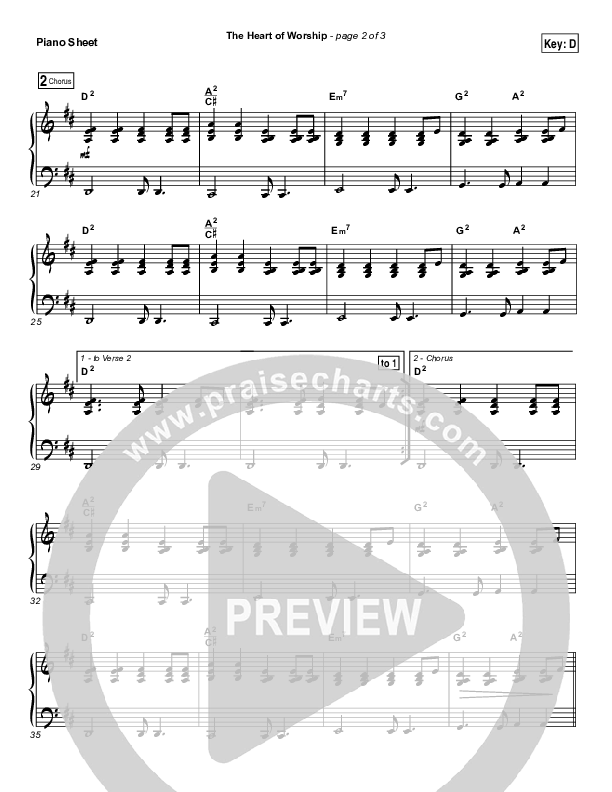 The Heart Of Worship Piano Sheet (Matt Redman)
