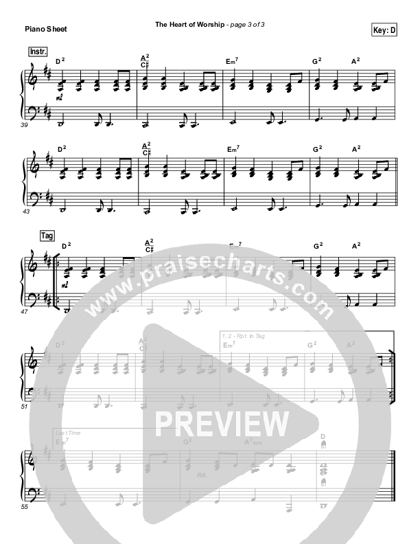 The Heart Of Worship Piano Sheet (Matt Redman)