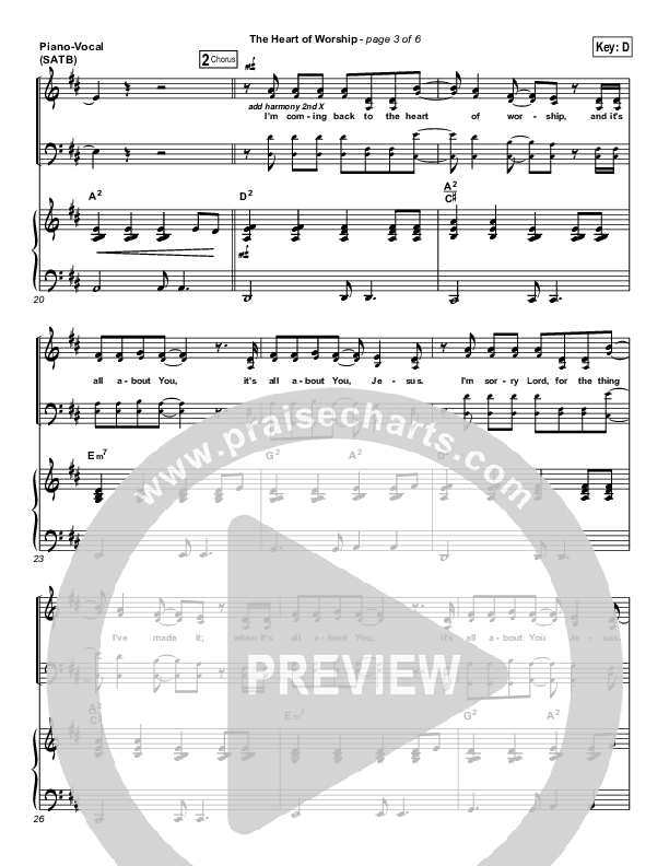 The Heart Of Worship Piano/Vocal (SATB) (Matt Redman)