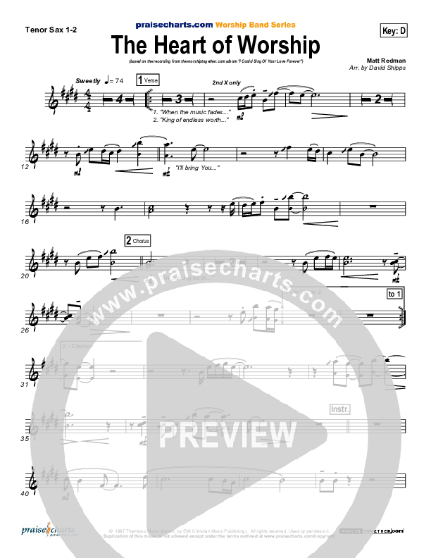 The Heart Of Worship Tenor Sax 1/2 (Matt Redman)