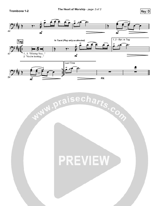 The Heart Of Worship Trombone 1/2 (Matt Redman)