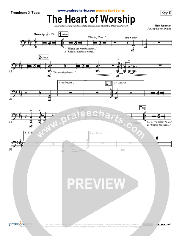 The Heart Of Worship Trombone 3/Tuba (Matt Redman)