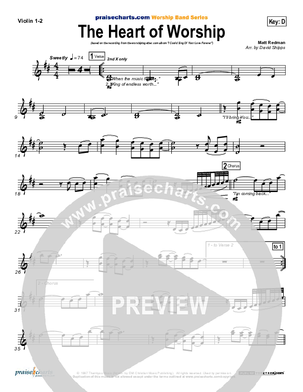 The Heart Of Worship Violin 1/2 (Matt Redman)