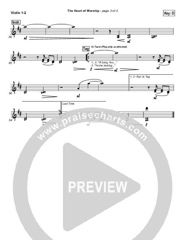 The Heart Of Worship Violin 1/2 (Matt Redman)