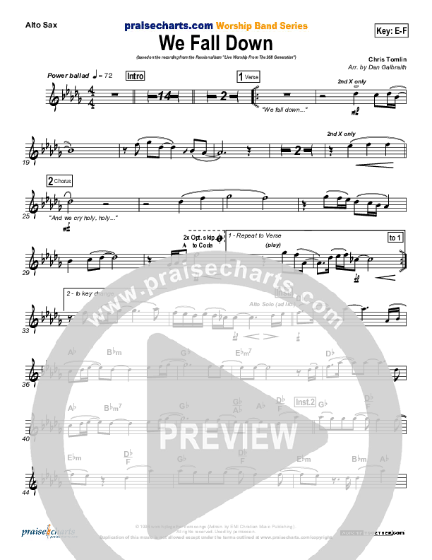 We Fall Down Alto Sax (Chris Tomlin / Passion)