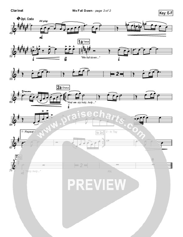 We Fall Down Clarinet 1,2 (Chris Tomlin / Passion)