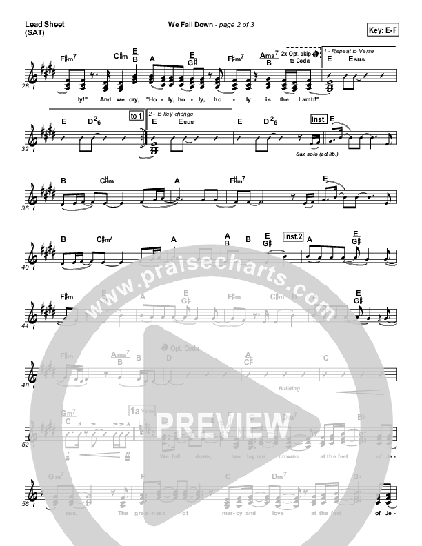 We Fall Down Lead Sheet (SAT) (Chris Tomlin / Passion)