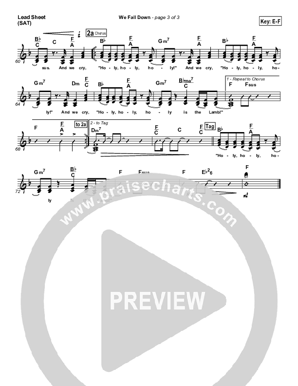 We Fall Down Lead Sheet (SAT) (Chris Tomlin / Passion)