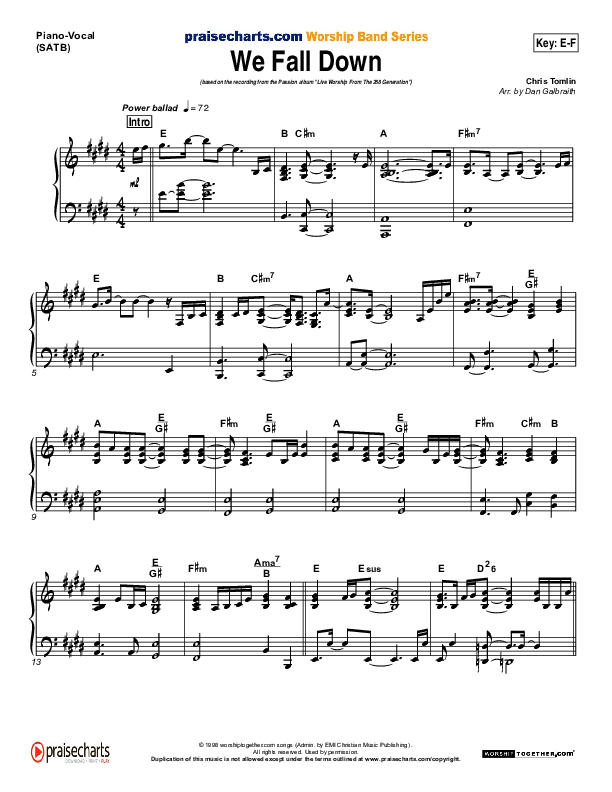 We Fall Down Piano/Vocal (Chris Tomlin / Passion)