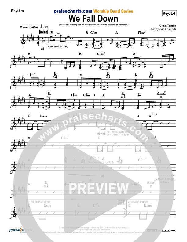 We Fall Down Rhythm Chart (Chris Tomlin / Passion)