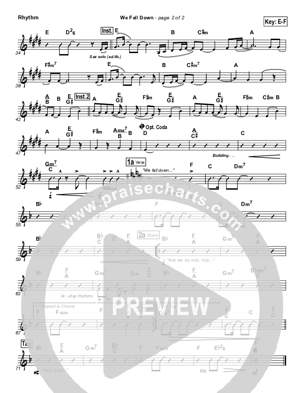 We Fall Down Rhythm Chart (Chris Tomlin / Passion)