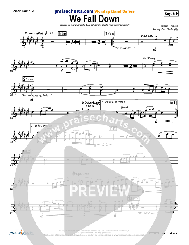 We Fall Down Tenor Sax 1,2 (Chris Tomlin / Passion)