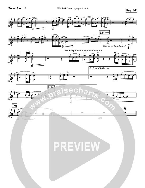 We Fall Down Tenor Sax 1,2 (Chris Tomlin / Passion)