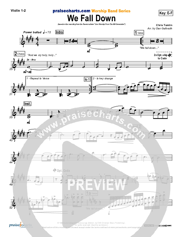 We Fall Down Violin 1,2 (Chris Tomlin / Passion)