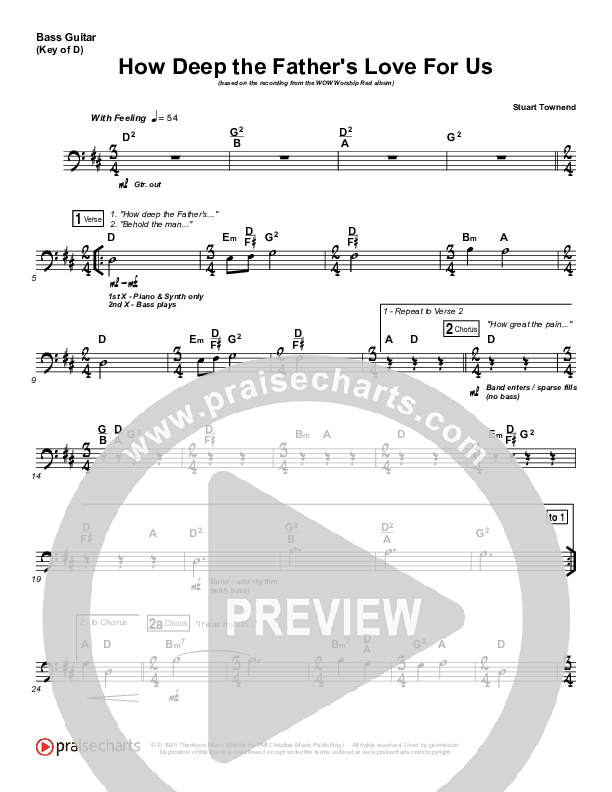 How Deep The Father's Love For Us Bass Guitar (Stuart Townend)