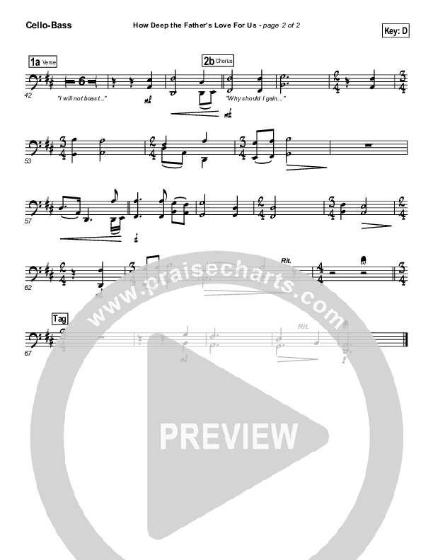 How Deep The Father's Love For Us Cello/Bass (Stuart Townend)