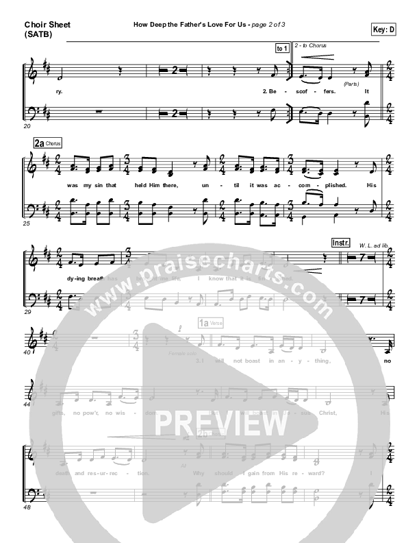 How Deep The Father's Love For Us Choir Sheet (SATB) (Stuart Townend)