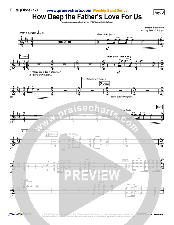 How Deep The Father's Love For Us Flute/Oboe 1/2/3 (Stuart Townend)