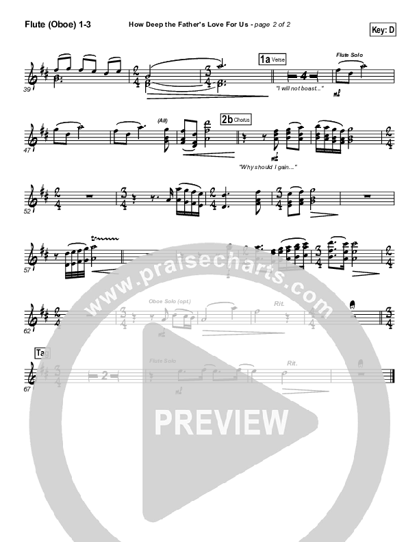 How Deep The Father's Love For Us Flute/Oboe 1/2/3 (Stuart Townend)