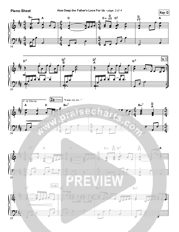 How Deep The Father's Love For Us Piano Sheet (Stuart Townend)