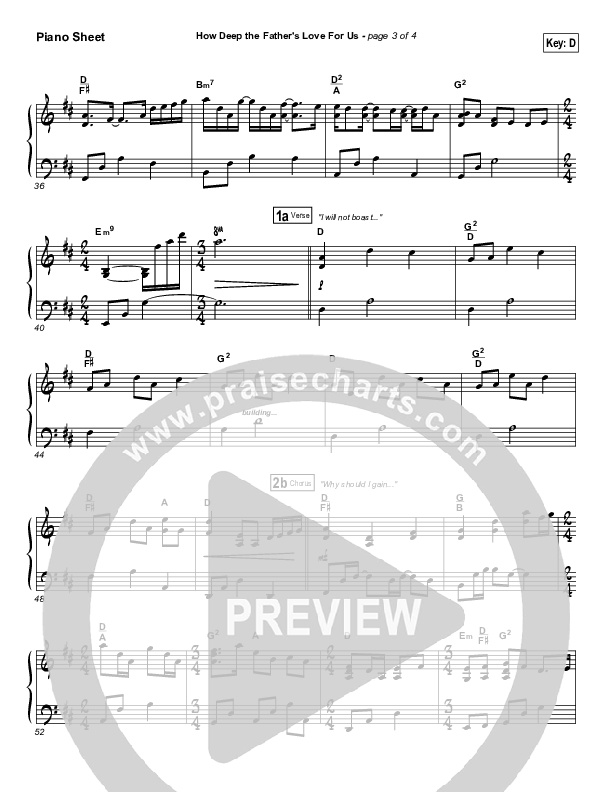 How Deep The Father's Love For Us Piano Sheet (Stuart Townend)