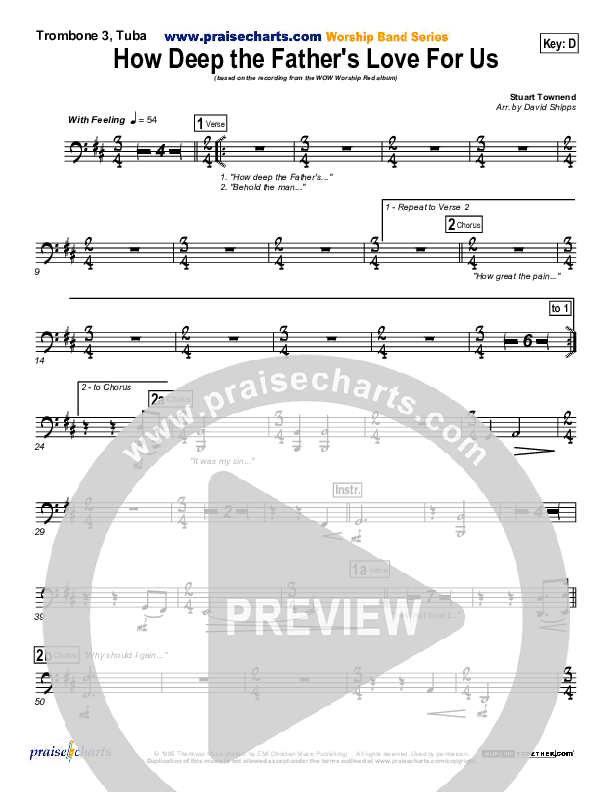 How Deep The Father's Love For Us Trombone 3/Tuba (Stuart Townend)