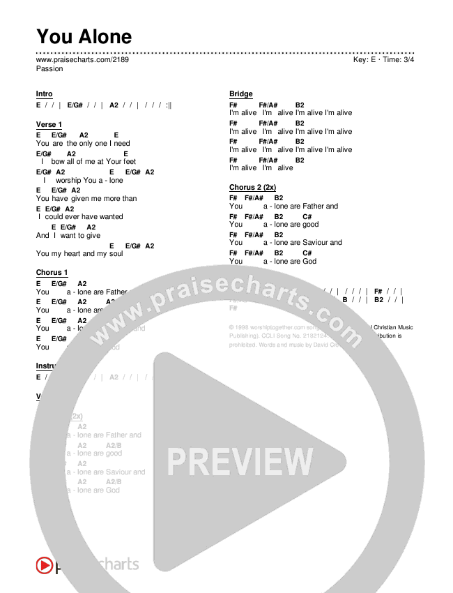 You Alone Chords & Lyrics (Passion)