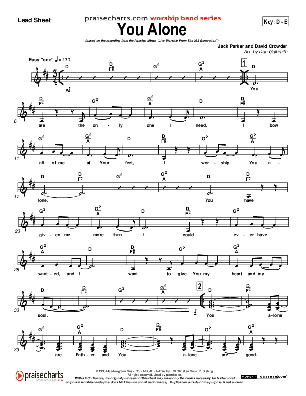 You Alone Lead Sheet (Passion)
