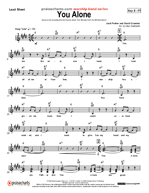 You Alone Lead Sheet (Passion)
