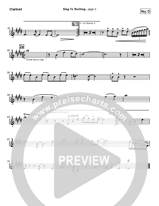 Sing To The King Clarinet (New Life Worship)